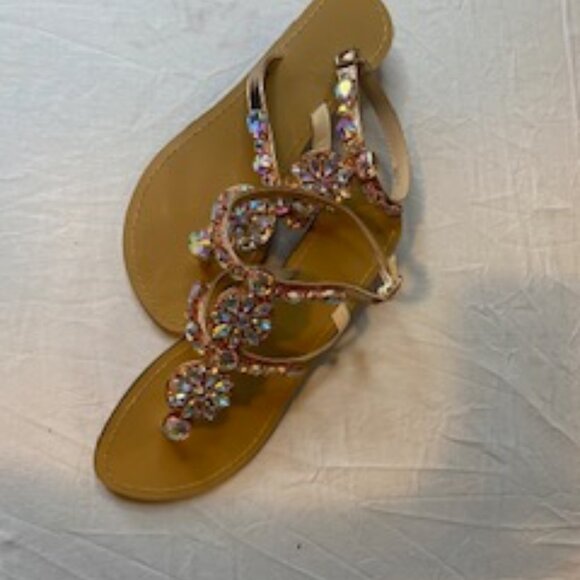 ✨ VENUS Rose-Gold Gemstone Wedge Sandals - Picture 3 of 4